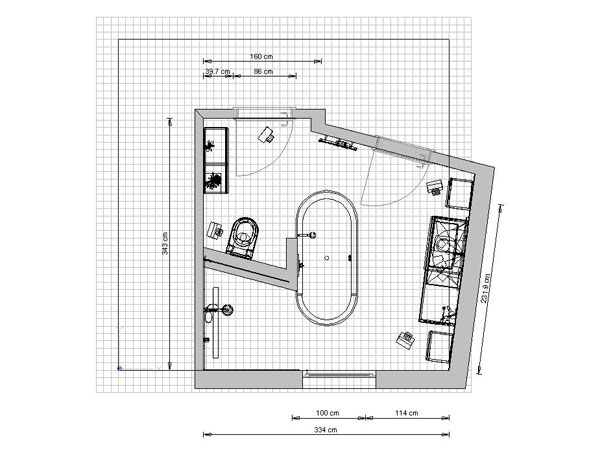 Plan eines Badezimmers